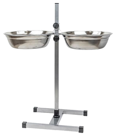 Миска Homepet металлическая регулируемаяхром с подставкой для животных 26 см, 2х2,5 л