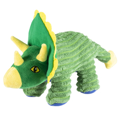 Игрушка для собак мягкая Duvo+Динозавр - Трицератопс, зелёная, 34х17х18см