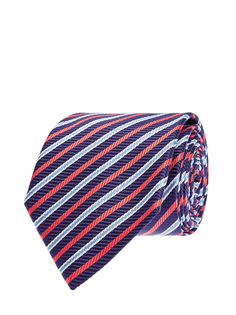 Шелковый галстук ручной работы с принтом в полоску Canali