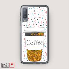 Чехол Awog "Coffee прозрачный стакан" для Samsung Galaxy A7 2018