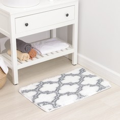 Коврик Доляна «Пушистик.Вензель», 50×80 см, цвет серо-белый