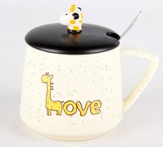 Кружка с крыш.и ложк. 3274 КОРАЛЛ "LOVE" 0,3л керам.(х60)