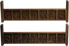 Полка для икон двухъярусная прямая Страсти Христовы из мореного дуба 999-RAP-02 Мастерская РАЗДОЛЬЕ