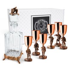 Набор Кольчугинский мельхиор Штоф медный и 6 рюмок Аты Баты КМ17500706А
