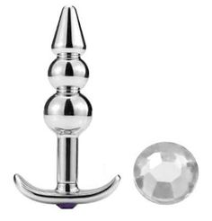 Анальная пробка-пирамидка Oyo металлическая с прозрачным кристаллом