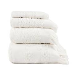 Полотенце для ванной банное универсальное Arya Isabel Soft 70x140 с баxромой экрю белое