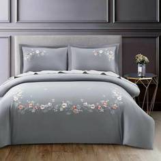 Постельное Белье Arya Deluxia Сатин С Вышивкой 2 Сп. 200X220 Emma Серый