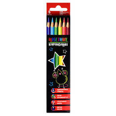 Набор цветных карандашей Феникс+, Мышка со звездой, 58577, 6 цв., дерево, 3 мм.