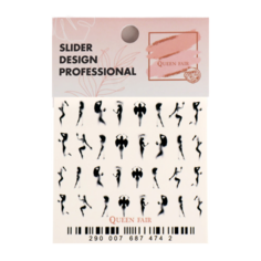 Слайдер дизайн для ногтей «Женский силуэт» 7687474 Queen Fair