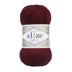 Пряжа ALIZE Diva 100 г, 350 м (100% микрофибра) ТУ (57 бордовый), 5 мотков
