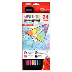 Набор цветных карандашей Феникс+ Яркий бумажный самолетик 24 цв. 58634