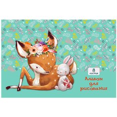 Альбом для рисования Prof-Press Олененок и зайчуля А4 на скобе 8 листов Проф Пресс