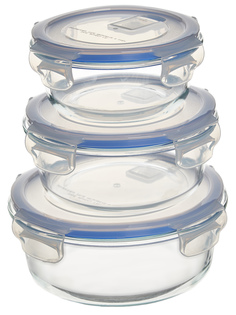 Набор из 3х стеклянных пищевых контейнеров Eley 390 мл, 640 мл и 970 мл, ELSTP002B