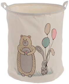 Корзина для хранения игрушек Мишка и зайка с шариками 40×40×48 см Sima-Land