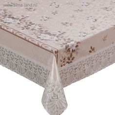 Скатерть MEIWA, 152*228 см, овальная, бежево-белый