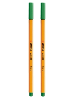 Капиллярная ручка-линер для скетчинга 0,4мм STABILO Point 88, зеленая (2шт)