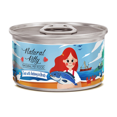 Влажный корм для кошек Pettric NATURAL KITTY с тунцом и анчоусами в бульоне, 24шт по 80г