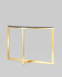 Консоль Stool Group полукруглая АЛЬБА 115*30 золото стекло черное