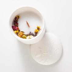 Свеча Гранж Цветочная, ручной работы, аромат: орхидея, ваниль, керамическая баночка Самокат