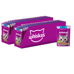 Влажный корм Whiskas для взрослых кошек, рагу с треской и лососем, 56 шт по 75 г