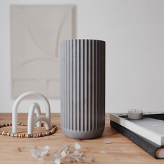 Декоративная ваза для цветов и сухоцветов Chloe M Gloss, 24 см серая глянцевая Musko Home