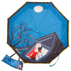 Зонт складной женский автоматический MOSCHINO 7022-OCF синий