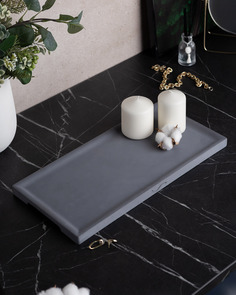 Декоративный поднос Dorian Long S 40x20 см бетон черный матовый Musko Home