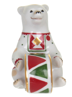 Скульптура. Дулёвский фарфоровый завод. Мишка с барабаном. 8 см.