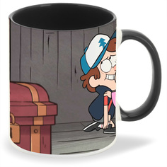 Кружка CoolPodarok Гравити фолз Мэбл и диппер Сундук Серый фон Gravity Falls Mabl&Dipper