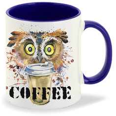 Кружка CoolPodarok Краски Сова с кофе Cofee