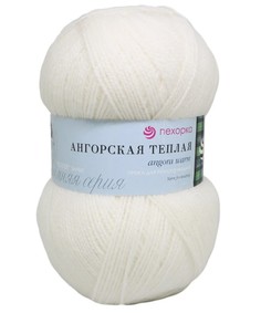 Пряжа Пехорка 3650374 Ангорская тёплая 01 белый