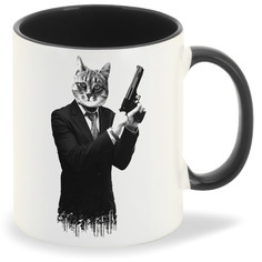 Кружка CoolPodarok Кот с туловищем человека пистолет