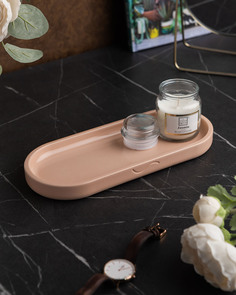 Декоративный поднос Ben S 26x11 см бетон розовый глянцевый Musko Home