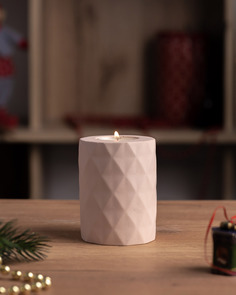 Декоративный подсвечник для чайной свечи Diamond M, 7x10 см, бетон, розовый матовый Musko Home