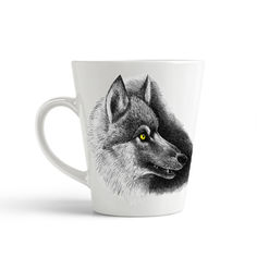 Кружка-латте CoolPodarok Волк рисунок простым карандашем