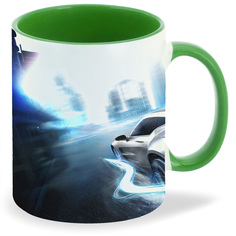 Кружка CoolPodarok asphalt 3d Асфальт Серебряный спорткар