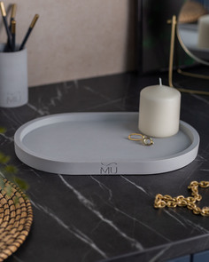 Декоративный поднос Lora XL 30x20 см бетон серый матовый Musko Home