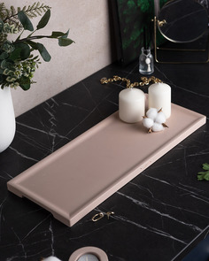 Декоративный поднос Dorian Long L 50x20 см бетон розовый матовый Musko Home