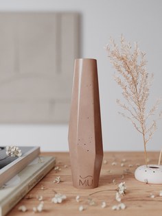 Декоративная ваза для цветов и сухоцветов Megan XS, 20 см, бетон, розовая глянцевая Musko Home