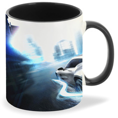 Кружка CoolPodarok asphalt 3d Асфальт Серебряный спорткар
