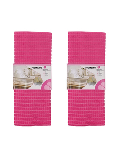 Набор полотенец (ковриков) для сушки посуды из микрофибры кухонное, 50х40 см, розовые URM