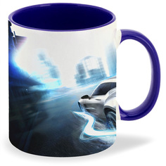 Кружка CoolPodarok asphalt 3d Асфальт Серебряный спорткар