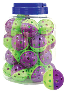 Мяч-погремушка для кошек Triol зеленый, фиолетовый, 4 см, 25 шт