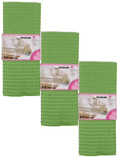 Набор полотенец (ковриков) для сушки посуды из микрофибры кухонное, 50х40 см, зеленые URM