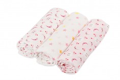 Пеленка Forest kids Облака/Звезды, фланель 130х90 см, 3 шт, розовый, 3202-11