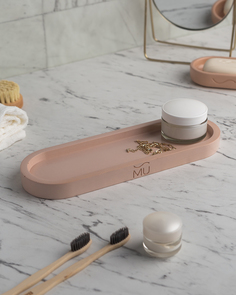 Декоративный поднос органайзер для косметики и мелочей Lora MGL 30x10 см розовый глянцевый Musko Home