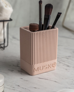Подставка, органайзер для косметики Musko, 6x8x11 см, бетон, розовый глянцевый