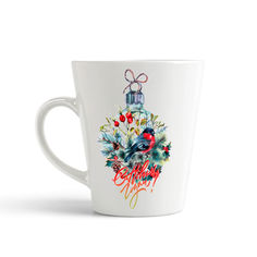 Кружка-латте CoolPodarok С Новым годом Шарик со снегирем