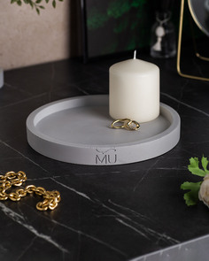 Декоративный круглый поднос Lora L 20x20 см бетон серый матовый Musko Home