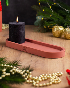 Декоративный поднос Lora M 30x10 см бетон красный матовый Musko Home